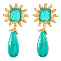 Resin Zinc Alloy Earring, with Resin & Acrylic, gold color plated, fashion jewelry & for woman, two different colored 