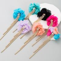 Fashion Fringe Earrings, Cloth, with Zinc Alloy, gold color plated, fashion jewelry & for woman & with rhinestone 