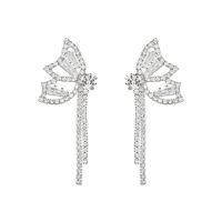Zinc Alloy Rhinestone Drop Earring, gold color plated, fashion jewelry & for woman & with rhinestone, silver color 