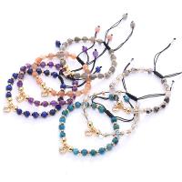 Gemstone Bracelets, Natural Stone, with Knot Cord & Brass, Round, fashion jewelry & for woman & faceted 6mm cm 