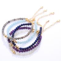 Gemstone Bracelets, Natural Stone, with Brass, Round, fashion jewelry & for woman 4mm cm 