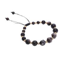 Silver Obsidian Bracelet, with Knot Cord, 14K gold-filled, fashion jewelry & for woman & faceted cm 