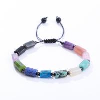 Gemstone Bracelets, Natural Stone, with Knot Cord, Column, handmade, fashion jewelry & for woman, mixed colors cm 
