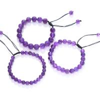 Amethyst Bracelet, with Knot Cord, Round, handmade, fashion jewelry & for woman, purple cm 