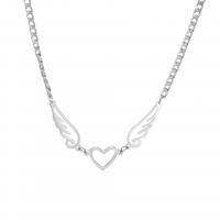Stainless Steel Jewelry Necklace, 304 Stainless Steel, with 5 extender chain, Winged Heart, plated, fashion jewelry & for woman & hollow cm 