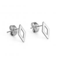 Titanium Steel Earrings, Rhombus, 18K gold plated, fashion jewelry & for woman & hollow 