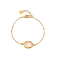 Cats Eye Bracelets, 304 Stainless Steel, with Cats Eye, with 2.5cm extender chain, Vacuum Ion Plating, fashion jewelry & for woman, golden Approx 16 cm 
