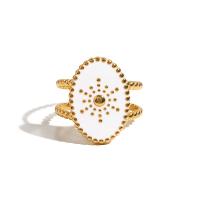 Enamel Stainless Steel Finger Ring, 304 Stainless Steel, Vacuum Ion Plating, fashion jewelry & for woman, golden Inner Approx 21mm 