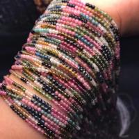 Natürlicher Turmalin Perlen, rund, DIY & facettierte, gemischte Farben, 2-2.5mm, Länge:ca. 38 cm, verkauft von Strang