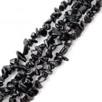 Чипы драгоценных камней, Стеклянный, Нерегулярные, DIY & разный размер для выбора, черный, длина:Приблизительно 16 дюймовый, продается Strand