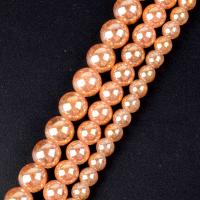 Round Crystal Beads, DIY & crackle, Gold Champagne Approx 37-39 cm 