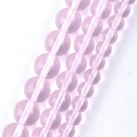 Позолоченные стеклянные бусы, Стеклянные бусины, Круглая, DIY & разный размер для выбора, светло-розовый, длина:Приблизительно 37-39 см, продается Strand