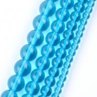 Vernickelt Glasperlen, rund, DIY & verschiedene Größen vorhanden, säurenblau, Länge:ca. 37-39 cm, verkauft von Strang