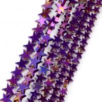 Farbige Magnetische Hämatit Perlen, Stern, plattiert, DIY & verschiedene Größen vorhanden, violett, Länge:ca. 37-39 cm, verkauft von Strang