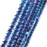 Farbige Magnetische Hämatit Perlen, Stern, plattiert, DIY & verschiedene Größen vorhanden, blau, Länge:ca. 37-39 cm, verkauft von Strang