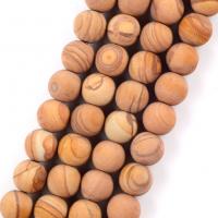 Perles de bois en pierre , pierre de grain, Rond, DIY & normes différentes pour le choix & givré, Jaune Environ 37-39 cm, Vendu par brin