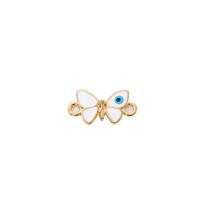 Enamel Zinc Alloy Connector, Butterfly, gold color plated, DIY & evil eye pattern & 1/1 loop, white Approx 