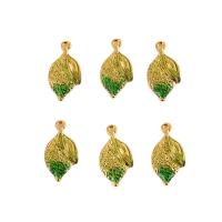 Zinc Alloy Leaf Pendants, gold color plated, Unisex, green Approx 