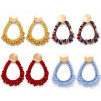 Kristall Tropfen Ohrring, Zinklegierung, mit Polyester & Kristall, goldfarben plattiert, für Frau, keine, 70x50mm, verkauft von Paar