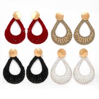 Crystal Drop Earring, Zinc Alloy, with Polyester & Crystal, Teardrop, gold color plated, for woman 