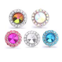 Jewelry Snap Button, Zinc Alloy, Round, silver color plated, DIY & with glass rhinestone 18mm 