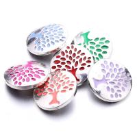 Jewelry Snap Button, Zinc Alloy, Tree, silver color plated, DIY & enamel 18mm 