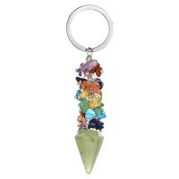 Gemstone Key Clasp, with Brass, Conical, silver color plated & Unisex 85mm 