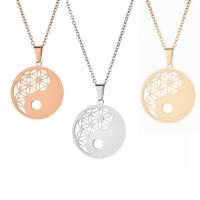 Stainless Steel Jewelry Necklace, 304 Stainless Steel, with 1.97 extender chain, Round, Vacuum Plating, Unisex .72 Inch 