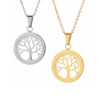 Stainless Steel Jewelry Necklace, 304 Stainless Steel, Tree, Vacuum Plating, Unisex 