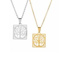 Stainless Steel Jewelry Necklace, 304 Stainless Steel, with 1.97 extender chain, Tree, Vacuum Plating, Unisex .72 Inch 