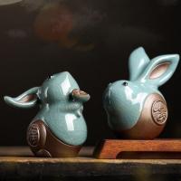 Tea Pet Decoration, Porcelain, Rabbit, handmade, for home and office & durable 