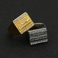 Нержавеющая сталь Rhinestone палец кольцо, Нержавеющая сталь 304, вакуумное ионное покрытие, Мужская & разный размер для выбора & со стразами, Много цветов для выбора, 18mm, продается PC
