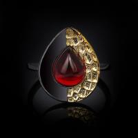 Gemstone Brass Finger Ring, with Ruby & for woman 