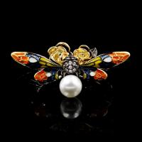 Pearl Brass Finger Ring, with Plastic Pearl, epoxy gel & for woman & with rhinestone 