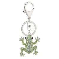 Rhinestone Zinc Alloy Key Chain, Frog, plated, portable & with rhinestone 