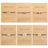 Fashion Create Wax Cord Bracelets, Korean Waxed Cord, with Resin & Zinc Alloy, plated, fashion jewelry & adjustable max length 9.5 inches 
