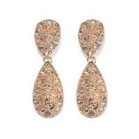 Zinc Alloy Rhinestone Drop Earring, Teardrop, gold color plated, fashion jewelry & for woman & with rhinestone, golden 