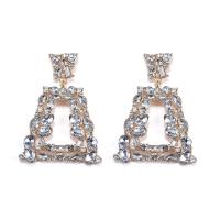 Zinc Alloy Rhinestone Drop Earring, Trapezium, gold color plated, fashion jewelry & Bohemian style & for woman & with rhinestone, clear 