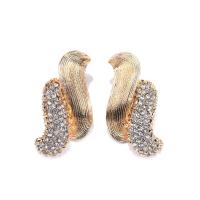 Zinc Alloy Rhinestone Stud Earring, gold color plated, fashion jewelry & for woman & with rhinestone, golden 