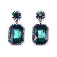 Zinc Alloy Rhinestone Drop Earring, Square, gold color plated, fashion jewelry & for woman & with rhinestone 