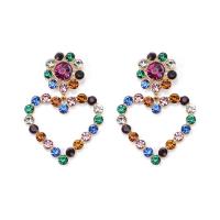 Zinc Alloy Rhinestone Drop Earring, Heart, gold color plated, fashion jewelry & for woman & with rhinestone & hollow 
