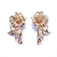 Zinc Alloy Rhinestone Drop Earring, Flower, gold color plated, fashion jewelry & for woman & with rhinestone, golden 