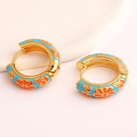 Brass Hoop Earring, real gold plated, for woman & enamel 23mm 