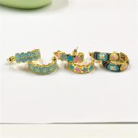 Enamel Zinc Alloy Stud Earring, real gold plated & for woman 20mm 