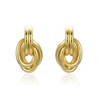 Brass Stud Earring, real gold plated & for woman, gold 
