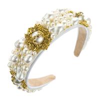 Hair Bands, Freshwater Pearl, with Zinc Alloy, handmade, for woman, white 