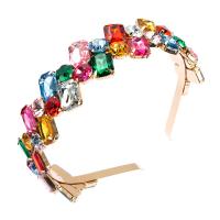 Hair Bands, Brass, with Rhinestone, gold color plated & for woman, multi-colored 