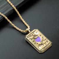 Brass Jewelry Necklace, Square, gold color plated & for woman & enamel, gold Approx 23.6 Inch 