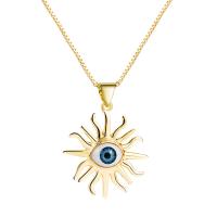 Evil Eye Jewelry Necklace, Brass, gold color plated, for woman & enamel, gold cm 