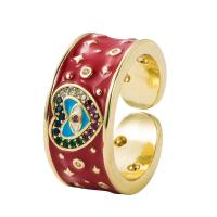 Evil Eye Jewelry Finger Ring, Brass, gold color plated, Adjustable & micro pave cubic zirconia & for woman & enamel 20mm 